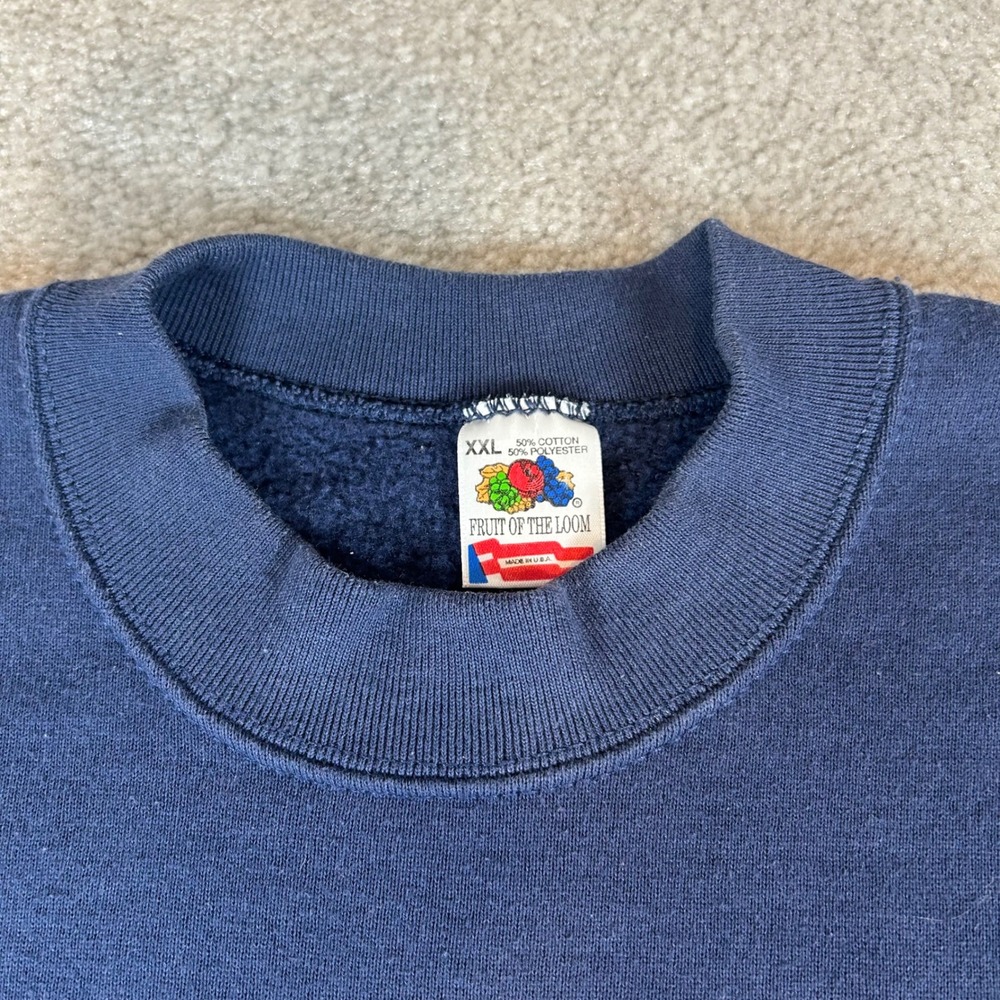 Vintage Fruit of the Loom Sweatshirt Mens XXL Navy Blue 1992 Virginia Blue Ridge - Picture 3 of 11